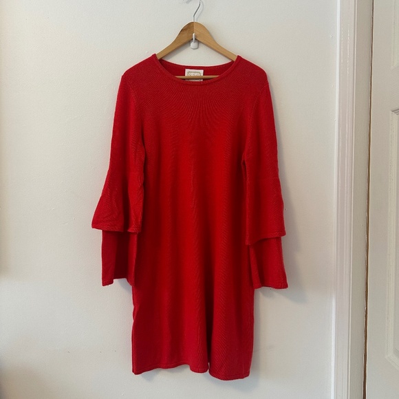 NWT Sail to Sable Red Bell Sleeve Sweater Dress | Size Large - Picture 1 of 9